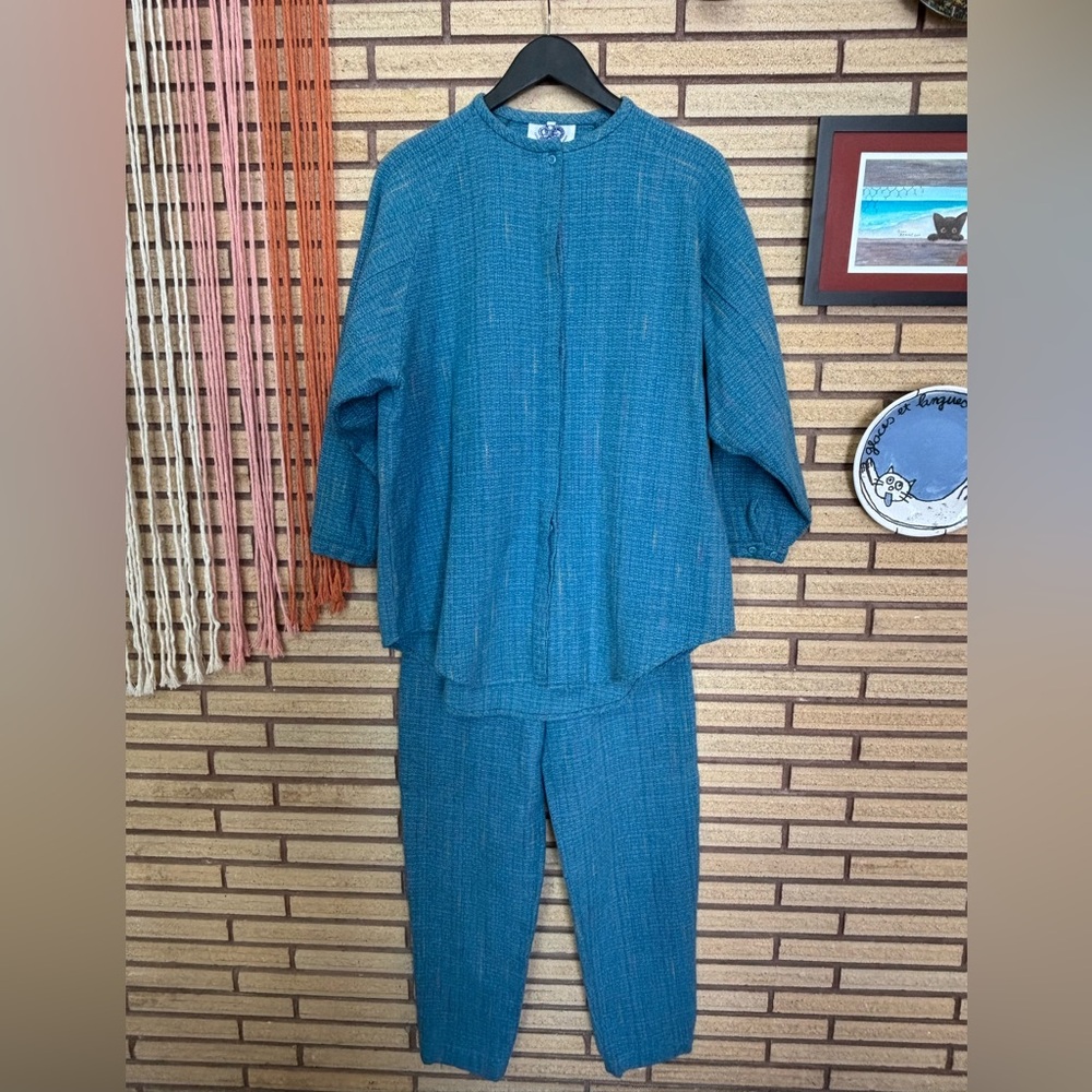 90's Two-Piece Sky Blue Outfit - Thai Clothing - Unisex - Cotton Loungewear